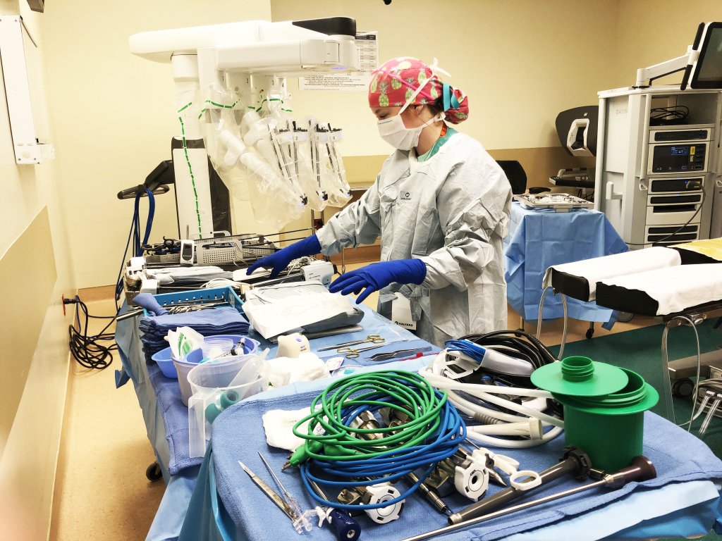 Robotic surgery prep at Winter Haven Hospital
